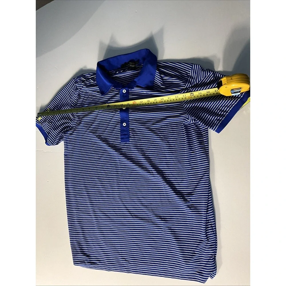 RALPH LAUREN Shirt Mens XL Blue Striped RLX Short Sleeve Golf Tennis Polo